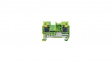 RND 205-01386 Din-Rail Terminal Block, Ground, 2 Positions, Push-In, Green, 0.14 ... 2.5mm\x1a