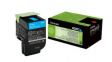 80C20C0 Toner Cartridge, 1000 Sheets, Cyan