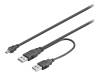 93352 Кабель; USB 2.0; вилка USB A x2,вилка mini USB B; 1,8м; черный