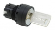 YW1K-21B Keylock Switch Actuator, 2 Positions, Plastic, Black / Metallic, Spring Return from Right