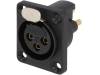 CP30080 Гнездо; XLR; "мама"; PIN:3; с кнопкой, герметичный; пайка; позолота