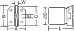 RV2-6V470MU-R, Capacitor, SMD 47 uF 6.3 VDC, Elna
