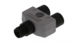 1200680229 Micro-Change (M12) Solid Body Splitter 1 x 4-Pole Male to 2 x 4-Pole Females Grey PVC Overmold