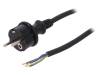 W-97265, Кабель; SCHUKO вилка,вилка CEE 7/7 (E/F),провода; 2м; черный, PLASTROL