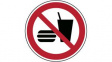 824679 ISO Safety Sign - No Eating or Drinking, Round, Black / Red on White, Polyester, 1pcs