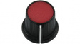 RND 210-00300 Plastic Round Knob, black / red, 6.0 mm H Shaft