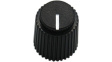 RND 210-00294 Plastic Round Knob with Aluminium Cap, black, 6.4 mm