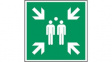 814916 ISO Safety Sign - Evacuation Assembly Point, Square, White on Green, Polyester, 1pcs