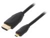 VAA-D03-B100 Кабель; HDMI 2.0; вилка micro HDMI,вилка HDMI; 1м; черный