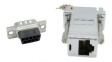 RND 205-00939 D-Sub Adapter, 9-Pin Plug to RJ45 Socket, Silver