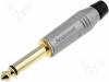 ACPM-GN-AU, Вилка; Jack 6,35мм; "папа"; mono; прямой; на провод; пайка; серый, Amphenol