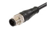 1200652276 Micro-Change (M12) Single-Ended Cordset with Knurled Hexnut 4 Poles Male (Straight) to Pigtail 22 AWG Black TPU WSOR 2m
