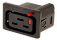 PA195015BK1 IEC LOCK C19 SOCKET 6.3 TERM 1.5 PANEL THK BLACK