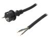 W-97217, Кабель; SCHUKO вилка,вилка CEE 7/7 (E/F),провода; 2м; черный, PLASTROL