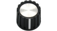 RND 210-00267 Plastic Round Knob with Aluminium Cap, black / silver, 6.0 mm