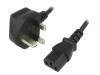 KAB-UK-P3-1.5-BK Кабель; BS 1363 (G) вилка, IEC C13 "мама"; 1,5м; черный; ПВХ; 5А