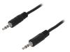 CA1051, Кабель; вилка Jack 3,5мм, с обеих сторон; черный; 3м, LOGILINK