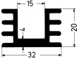 KS32-1000E Heat sink 1000 mm 5.5 K/W @ L=100 mm black anodised