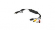 SVID2USB232 Video Cable, USB-A Plug - 3x RCA Socket/S-Video Socket, 720 x 480, 260mm