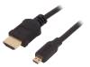 50509, Кабель; вилка micro HDMI, вилка HDMI; 1м; черный, QOLTEC
