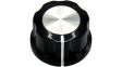RND 210-00283 Plastic Round Knob with Aluminium Cap, black / aluminium, 6.4 mm