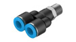 QSY-1/4-10 Push-In Y-Fitting, 53.6mm, Compressed Air, QS