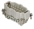 CNEM 10 TX CNE, 10 poles + earth, male insert, with male contacts, silver plated