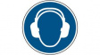 818272 ISO Safety Sign - Wear Ear Protection, Round, White on Blue, Polyester, 1pcs