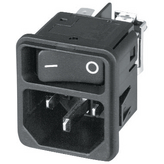 DC11.0001.201, Plug C14 Faston 4.8 x 0.8 mm 10 A/250 VAC Black Snap-In L +, Schurter