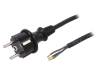 W-97546, Кабель; SCHUKO вилка,вилка CEE 7/7 (E/F),провода; 1,5м; черный, PLASTROL