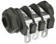 S2/BBB Stereo Switched Jack Socket, Panel Mount, 6.35 mm, 3 Poles, 5A, Tin