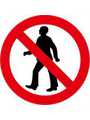 RND 605-00160, No Pedestrians Sign, Prohibition Sign, Round, Black on White/Red, Plastic, 1pcs, RND Lab