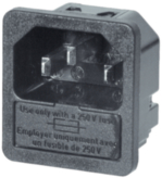 6200.4220, Plug C14 Faston 4.8 x 0.8 mm 10 A/250 VAC Black Snap-In L + N + PE, Schurter