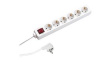 381.244S Outlet Strip SELLY 6x DE Type F (CEE 7/3) Socket - CEE 7/7 Plug White 1.5m