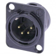 NC4MD-L-B-1 XLR Panel-mount male receptacle 4 Poles DL Soldering Connection Black