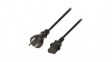 RND 465-00942 Mains Cable Denmark Male - IEC 60320 C13 1.8m Black