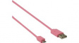 CCGP60410PK10 USB 2.0 Flat Cable USB A Plug - USB Micro-B Plug 1m Pink