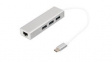DA-70255 USB Hub with Gigabit Ethernet Port USB 3.0 3x USB A Socket, 3x USB A Socket - USB C Plug
