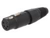NC4FX-B Вилка; XLR; "мама"; PIN:4; прямой; на провод; пайка; 3,5?8мм; 10А