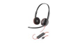 209749-104 USB-C Headset, Blackwire 3200, Stereo, On-Ear, 20kHz, USB, Black