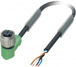 SAC-4P- 5,0-PUR/FR SCO Actuator/sensor-cable M12 (90deg) Socket Open 5 m