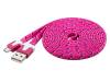 67554 Кабель; USB 2.0,плоские; вилка USB A, вилка micro USB B; 2м