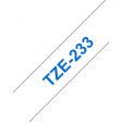 TZE-233 Этикеточная лента 12 mm синий на белом