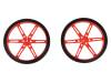 WHEEL 80?10MM PAIR RED Колесо; Диам.вала:3мм; Ось: D-образный профиль; красный; резина