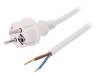 W-97420, Кабель; SCHUKO вилка,вилка CEE 7/7 (E/F),провода; 3м; белый; ПВХ, PLASTROL