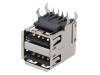 690-008-221-904 Гнездо; USB A; THT; угловой 90°; двойное; V: USB 2.0; позолота