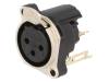 NC3FBV2, Гнездо; XLR; "мама"; PIN:3; угловой 90°; с кнопкой; THT; 6А, Neutrik