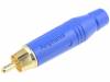 ACPR-BLU Вилка; RCA; "папа"; прямой; пайка; синий; позолота; на провод; 3?7мм