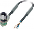 SAC-4P- 3,0-PUR/M12FR-3L Actuator/sensor-cable M12 (90deg) Socket Open 3 m