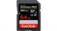 SDSDXPK-064G-GN4IN Карта памяти; Extreme Pro; SD XC; 64ГБ; Считывание:300МБ/с